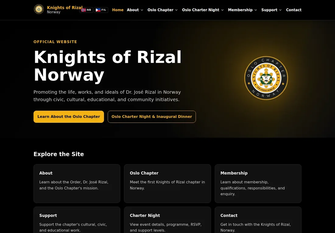 Skrivebordsvisning av knightsofrizal.no